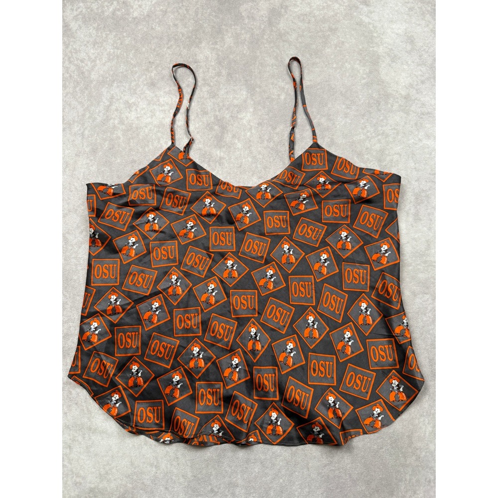 NWT OSU Oklahoma State Cowboys Silk Cami Top Women L Merge‎ Left Y2K Era College